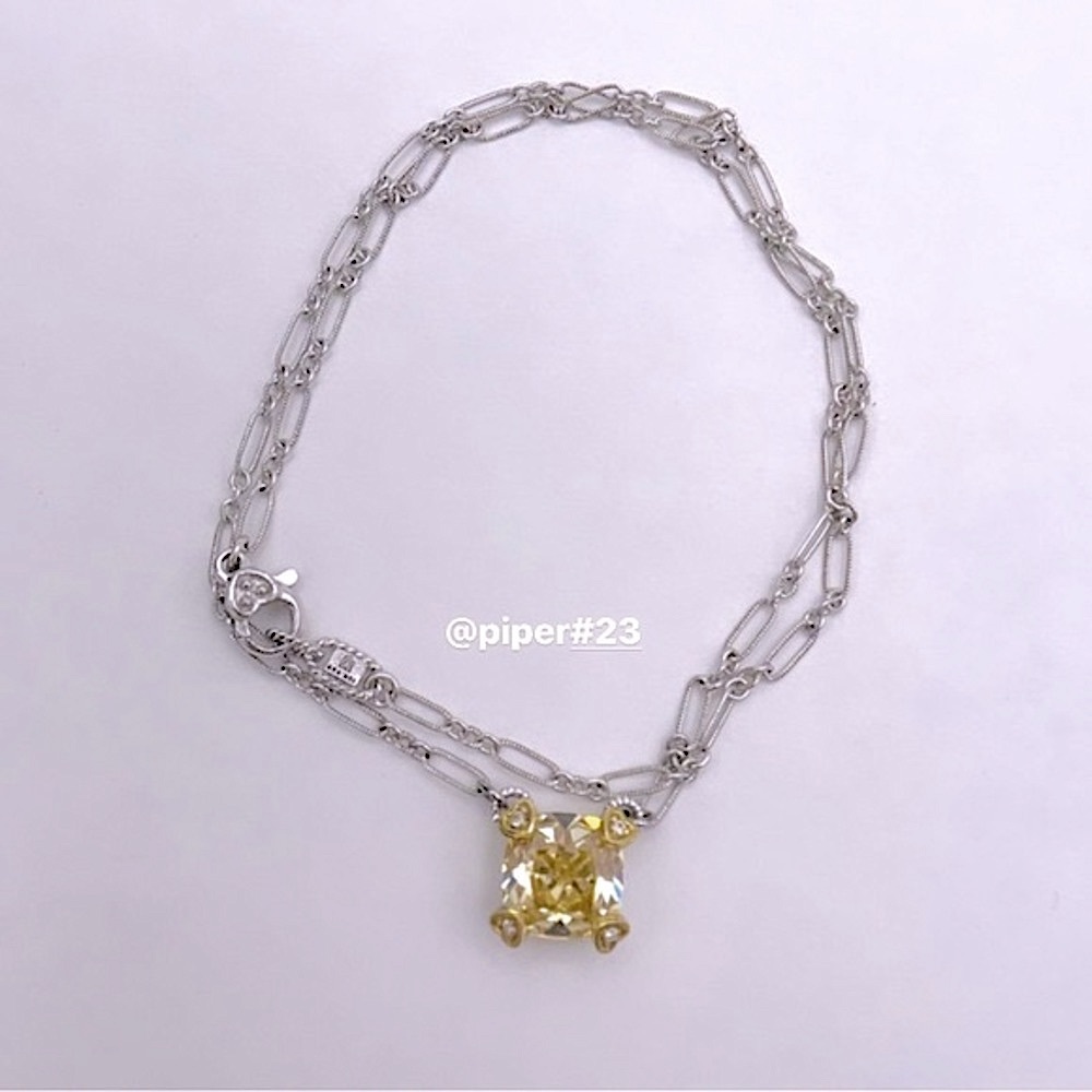 Judith Ripka Canary Crystal & Diamond JR TWO Linen Pendant Fancy-link Necklace - Picture 9 of 12